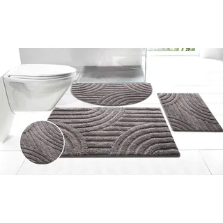 Badematte OTTO HOME "Regona Scandi, Badvorleger, Badezimmer Teppich, Duschvorleger" Gr. 3, grau (anthrazit), H:10mm, Polyester, Badematten, Badematte, Badteppich, Uni Farben, Hoch-Tief-Effekt, modernes Muster, Zen
