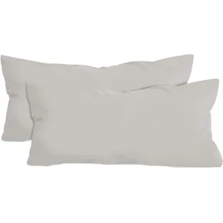 npluseins 2er-Pack Jersey Kopfkissen Baumwollbezug, 40 x 80 cm, Silber | Öko-Tex Standard 100, Reißverschluss, formstabil, strapazierfähig, angenehm weich, waschbar bis 60 °C