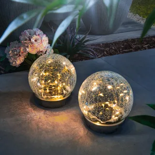 esotec Glas Solarkugel-Set Lichterzauber 15cm Bruchglasoptik wetterfest 102436