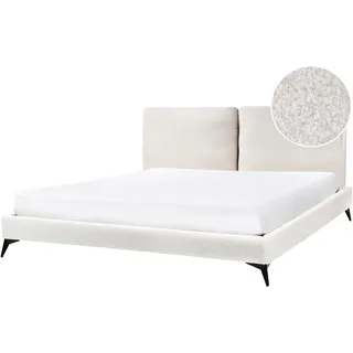 Beliani Polsterbett mit Lattenrost 180x200 cm Weiß, Melle - Creme , Textil , 180x200 cm , Schlafzimmer, Betten, Polsterbetten