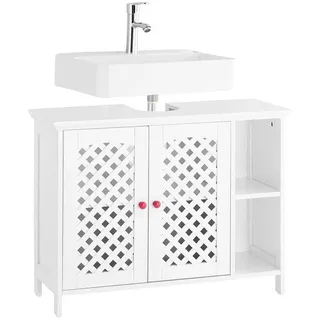 SoBuy Waschbeckenunterschrank Weiß 80x31,5x60,5cm , Holzwerkstoff , 80x31.5x61.5 cm , Badezimmer, Badmöbel, Waschbeckenunterschränke