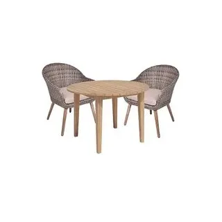 Garden Pleasure Sitzgruppe PUEBLO/ ARVADA taupe, natur Kunststoff, Holz, 3-teilig