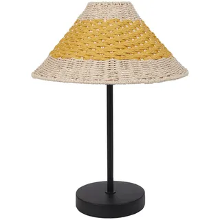 Beliani Tischleuchte Beige/Gelb/Schwarz Momba , Beige, Gelb, Schwarz , Papier , E27 , 30x40x30 cm , Lampen & Leuchten, Innenbeleuchtung, Tischlampen