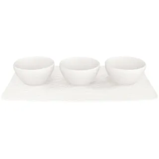Villeroy & Boch Manufacture Rock Blanc Set Dipschälchen 4tlg. Premium Porcelain Weiß