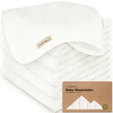 6-Pack Baby Waschlappen Bio - Bambus Waschlappen Baby Weich, Babywaschlappenen Bio für Babys, Kinder, Baby Handtücher, Moltontücher Baby-Waschlappen, Handtuch Baby, Gesichtstücher (White)