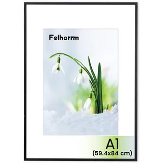 Feihorrm Bilderrahmen, A1 Fotorahmen aus Eiche, Mit gehärtetem Glas, Für 59,4x84 cm-Fotos ohne Passepartout oder 41x58,4 cm-Fotos mit Passepartout (Schwarz, A1 (59,4x84 cm)/ 1x)