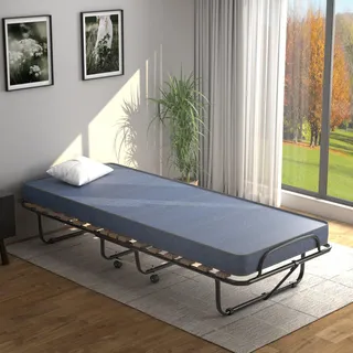 Faltbares Campingbett – Zusätzliches Bett – Gästebett – Feldbett – Schlafbett – Matratze aus Memory-Schaum, 6,5 cm dick