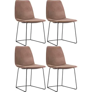 Freistil Rolf Benz Schalenstuhl 117 (4 St), mit schmalem Metallgestell in Schwarz, ohne Armlehne braun|grau