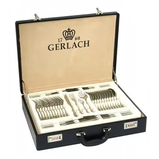 Gerlach Muza Besteck-Set 12 Personen Spülmaschinenfest Essbesteck Edelstahl Besteck Messer Gabel Löffel Teelöffel Kuchengabel Serviergabel Saucenlöffel Schöpfkelle Rostfrei Im Koffer 68 Stk