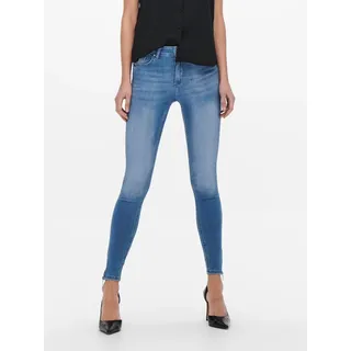 Skinny-fit-Jeans ONLY "ONLBLUSH MID SKINNY ANKLE ZIP DNM BOX", Damen, Gr. XS (34), Länge 32, blau (light blau denim), Denim/Jeans, Obermaterial: 92% Baumwolle, 6% Elastomultiester, 2% Elasthan, unifarben, skinny fit knöchellang, Jeans Skinny-fit-Jeans