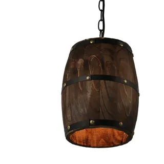 American Country Loft Holz Weinfass Hängeleuchte Deckenpendelleuchte E27 Licht für Bar Cafe Living Dining Restaurant (Small)