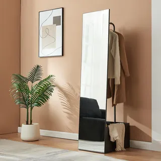 Garderobenspiegel 'Saden' 165 x 40 x 51 cm Ganzkörperspiegel mit Kleiderständer Schwarz - Schwarz