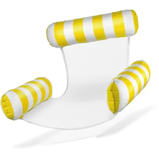 Balinco Luftmatratze Pool, Aufblasbarer Sessel, Wasserstuhl mit Rückenlehne und Armlehnen, Schwimmsitz, Poolsitz, Sonnenstuhl, Wasser Relaxstuhl (Gelb/Weiß)