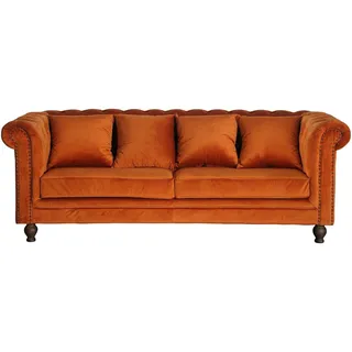 venture home Chesterfield Couch Polyester 3-Sitzer Orange