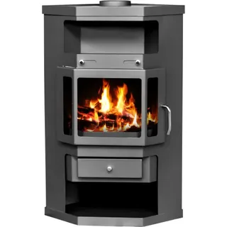 Eck-Kaminofen Victoria Panama, schwarz, dauerbrandfähig – 9kW