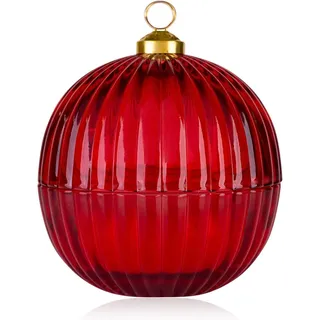 Accentra Duftkerze in roter Kugel aus Glas mit Deckel, 150g, Duft: Apfel-Zimt, dekorative Kerze Weihnachten, Geschenk für Frauen und Männer, Weihnachtsdeko rot, Christbaumkugel
