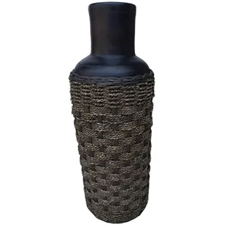 Romimex Bodenvase Braun, Rattan, Terrakotta, 25 x 100 x 25 cm