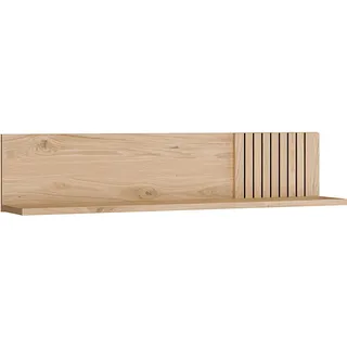 Forte VERNIQ Wandregal 120, Scandi-Stil Wandpaneel mit Ablage, Lamellendetails, Wohnzimmer, Holzwerkstoff, Wildeiche Natur Holzdekor, 120 cm breit x 25,6 cm hoch x 22,9 cm tief