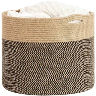 TIMEYARD Wäschekorb Groß, Korb Aufbewahrung Baumwolle Seil, Aufbewahrungskorb Geflochten für Decken Spielzeug im Kinderzimmer, D40 x H35 cm