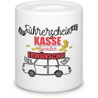 Spardose - Führerschein Kasse Spenden erwünscht - Geschenk zum Führerschein, Geschenk für Bruder, Schwester, Freundinnen - Sparbüchse zum Führerschein