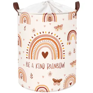 Clastyle Regenbogen Kinder Wäschekorb mit Henkel Faltbar Kleidung Spielzeug Aufbewahrungskorb Mädchen Aufbewahrungsbox für Babyzimmer Bad, Schmetterling, 40x50 cm