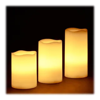 Relaxdays LED Kerzen 7 cm creme 3 St.