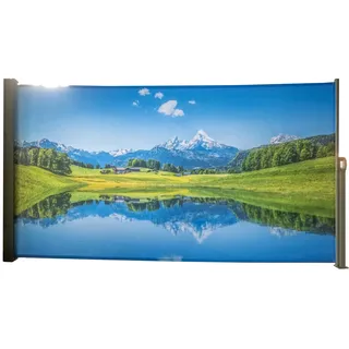 Garden Pleasure Seitenmarkise Motiv Bergsee 160 x 300 cm Silbergrau Aluminium