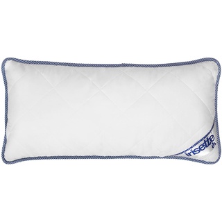 Irisette Body Contour Kopfkissen 2er-Set 40x80 cm mit abnehmbarem Bezug aus Softer Microfaser, waschbar bis 60°C, weiß/blau, Öko-Tex Zertifiziert, produziert nach deutschem Qualitätsstandard