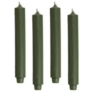 4er Pack Rustikale Stabkerzen H:30 cm Ø:3,2 cm - 21 Stunden Brenndauer - dicke Kerzen Dinnerkerzen Tafelkerzen Kirchenkerzen, Farbe:Tannengrün