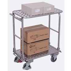 Klappbügelwagen, Aluminium/ Riffelblech, alusilber, 2 Etagen, L 720 x B 450 mm, klappbarer mit Querstrebe, TPE-Rollen mit EasySTOP, bis 150 kg