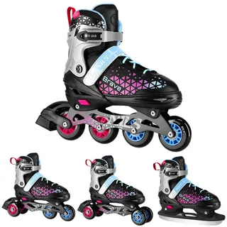 Nils Extreme NH18190A Inlineskates/Hockey Schlittschuhe Set 4In1 Brave Pink Grösse S(29-33)