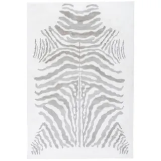 Kayoom Hochflorteppich , Grau, Weiß , Textil , Animalprint , rechteckig , 160x230 cm , pflegeleicht , Teppiche und Böden, Teppiche, Hochflorteppiche & Shaggys