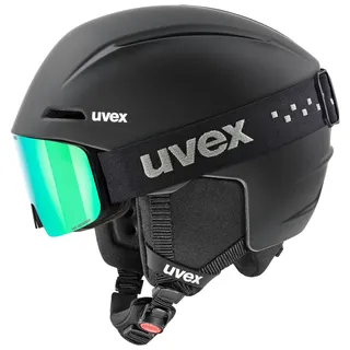 Uvex viti Set - stylische Kombination aus dem leichten viti Skihelm und der verspiegelten pwdr FM Skibrille für Kinder - Black matt - 51-55 cm
