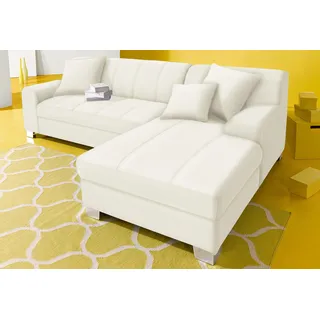 DOMO collection Ecksofa »Turah incl. Zierkissen, moderne Steppung, auch in Leder« mit Bettfunktion, Schlafsofa, B/T: 239/152 cm, Unser Dauertiefpreis, beige