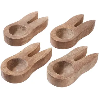Butlers Eierbecher (4er Set) Mango Days , Braun , Holz , 6x2x12 cm , Geschirr, Tischkultur & Serviergeschirr, Eierbecher