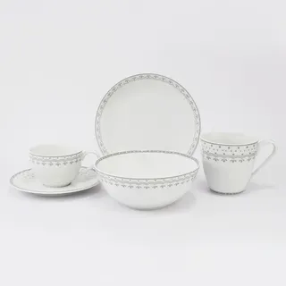 Leander Frühstücksset, Tschechisches Porzellan, HyggeLine, grau, Leander, 5 d.