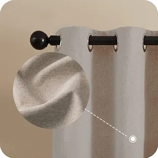 MRTREES 2er Set Verdunklungsvorhänge Vorhang Blickdichte Gardinen mit Ösen Beige 145×132cm(H×B) Thermovorhang Vorhänge Leinen kurz für Wohnzimmer Kinderzimmer Schlafzimmer