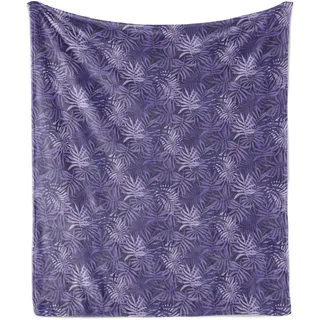 ABAKUHAUS Botanik Weich Flanell Fleece Decke, Bush von Lila Farn-Blätter im Wald Kräuter der Insel Exotische Muster, 175 x 230 cm, Blau Violett - Blau