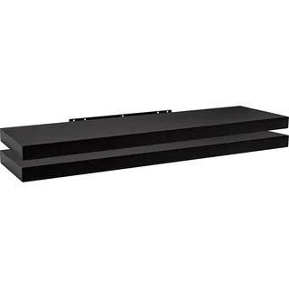 Set mit 2 schwebenden Wandregalen aus MDF-Holz | Schwarz | 100x22,9x3,8 cm