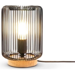 Paco Home Rattan Wohnzimmer Tischleuchte Boho Käfig Lampe Nachttischlampe Metall E27