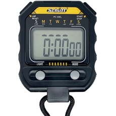 Schütt Stoppuhr PC-10 EL | Digital | Einzeiliges Display | Uhrzeit & Datum | Dualtimer | Druckpunktmechanik | Spritzwasserfest | Sport | Trainer