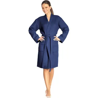 Unisex-Bademantel VOSSEN "Rom, ideal für Sauna & Spa, Hotelbademantel, Morgenmantel" Gr. XS, schwarz (winternight), L:100cm, Waffelpiqué, Hausmäntel, Unisex-Bademantel, für Damen & Herren, Waffelpiqué-Struktur, in leichter Qualität, Topseller