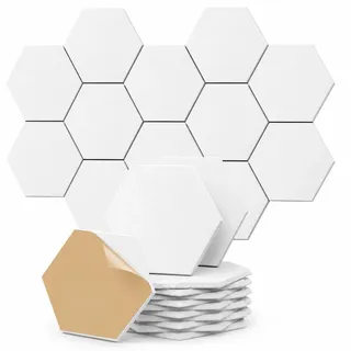 INF 12er-Pack Schalldämmplatten - Weiße Akustikplatten mit selbstklebender Rückseite
