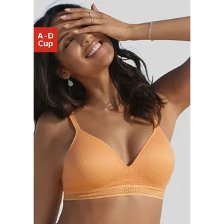 Bralette-BH LASCANA "Freya", Damen, Gr. 70, Cup C, orange, Spitze, Obermaterial: 36% Polyamid, 29% Polyester, 27% Baumwolle, 8% Elasthan, BHs Bralette-BH, ohne Bügel mit eingearbeitetem Push-up Kissen, Dessous