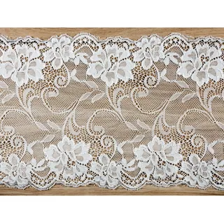 PartyDeco Tischläufer Spitze 18cm x 9m - farbecht & waschbar - Vintage Tischband für Hochzeit - Breites Blumen Spitzenband zum Nähen Dekorieren Basteln - Tischdeko & Hochzeitsdeko - Weiß
