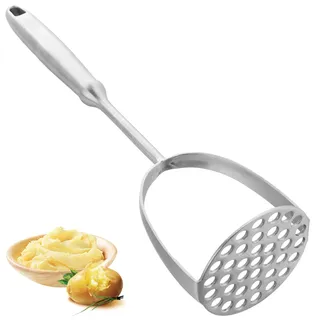 ASelected Kartoffelstampfer Kartoffel stampfer Edelstahl mit Langem Griff Potato Masher, Küchenstampfer GemüSestampfer Spülmaschinengeeignet für Kartoffelbrei Cremiges Kartoffelpüree (315 x 80 MM)