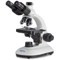 Durchlichtmikroskop [Kern OBE 114] Das Robuste für Anwendung in Schule, Ausbildung oder Labor, Optisches System: Achromatisch, Tubus: Trinokular, Objektiv: 4x / 10x / 40x / 100x, Beleuchtung: 3W LED