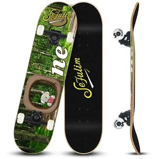 Sefulim 31 x 8 Zoll komplettes Skateboard 7-Schicht kanadischer Ahorn Double Kick Deck Concave Cruiser Trick Skateboard für Jungen Mädchen Teens Erwachsene Anfänger