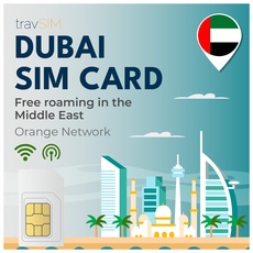 travSIM SIM Karte für Dubai | Orange Netzwerk | 10 GB Mobile Daten | Hotspot verfügbar | Kostenloses Roaming in 6+ Ländern im Nahen Osten | Plan auf SIM Karte Dubai Prepaid ist 14 Tage gültig.