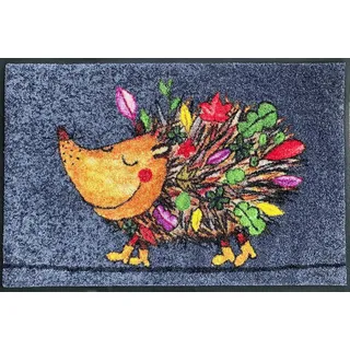 Salonloewe Funky Hedgy Fußmatte 50 x 75 cm Sauberlaufmatte Eingangs-Matte Igel bunt witzig waschbar Fussabtreter Herbst-Farben